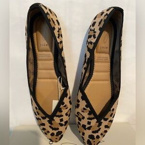 Joie Capri leopard print flat black & tan shoe Size 8M or 9M NWOB